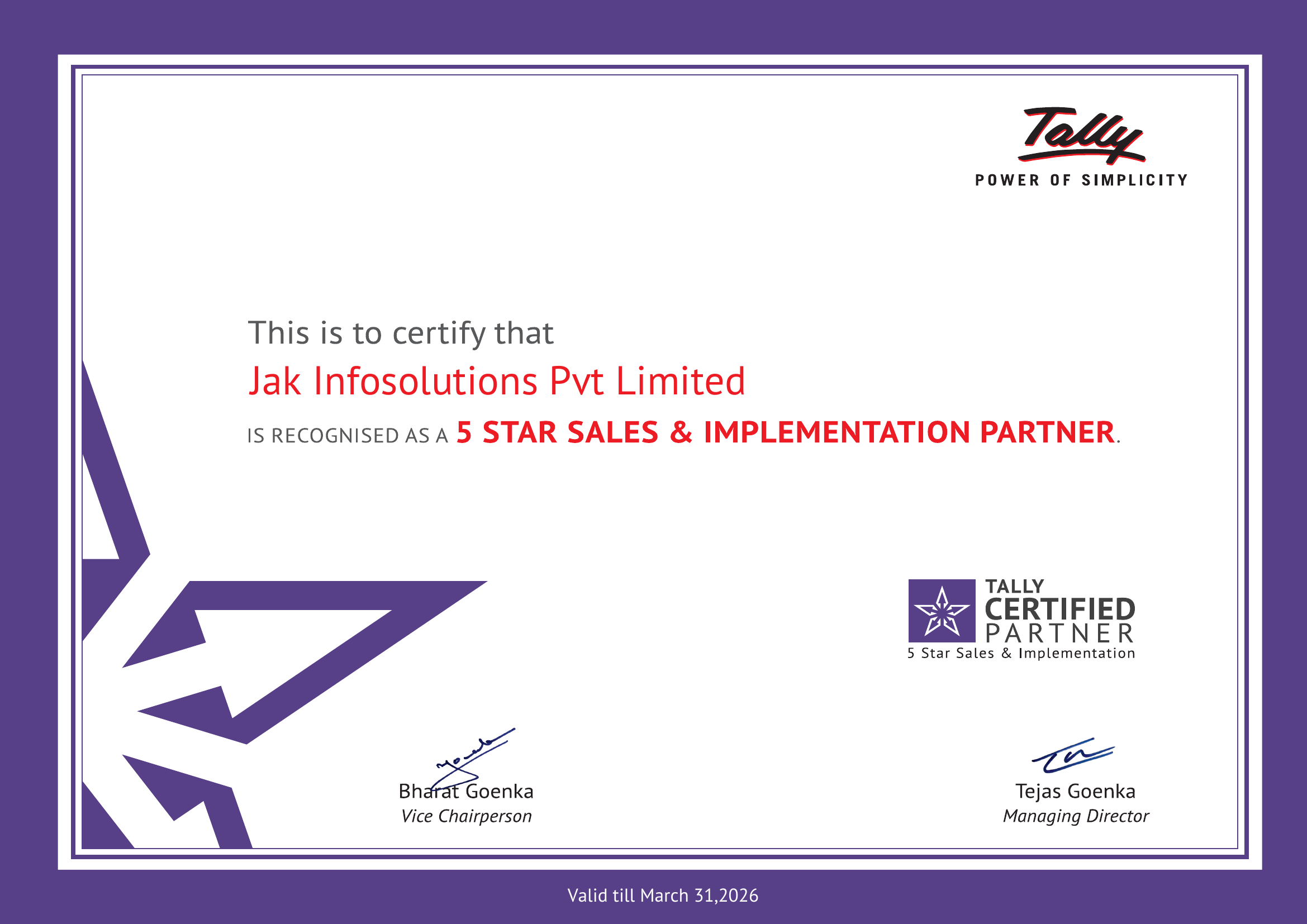 Tally 5-Star Partner
